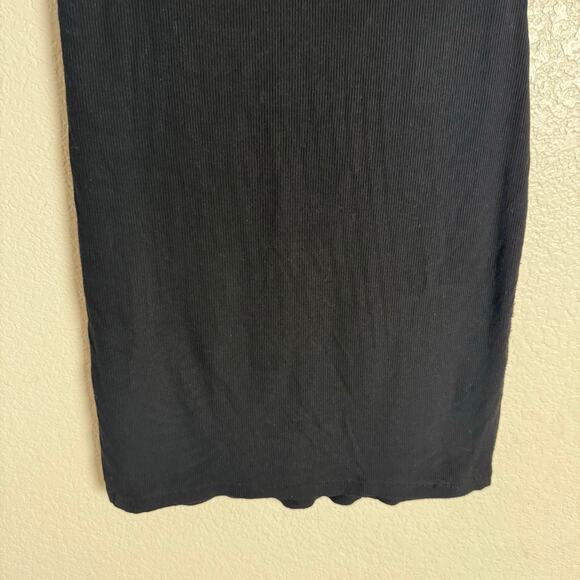 Skims Onyx Black Ribbed Sleeveless Soft Lounge Slip Cami Mini Dress Size Medium - Picture 4 of 7